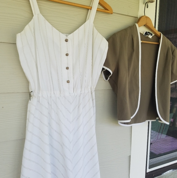 Vintage 80s 90s Tank Strap Dress Jacket Set Vtg Sz 12 Dress Lagenlook Minimalist - Picture 4 of 16